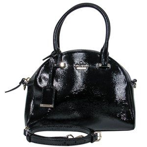 Kate Spade Black Rippled Patent Leather Domed Convertible Crossbody Bag-LIKE NEW